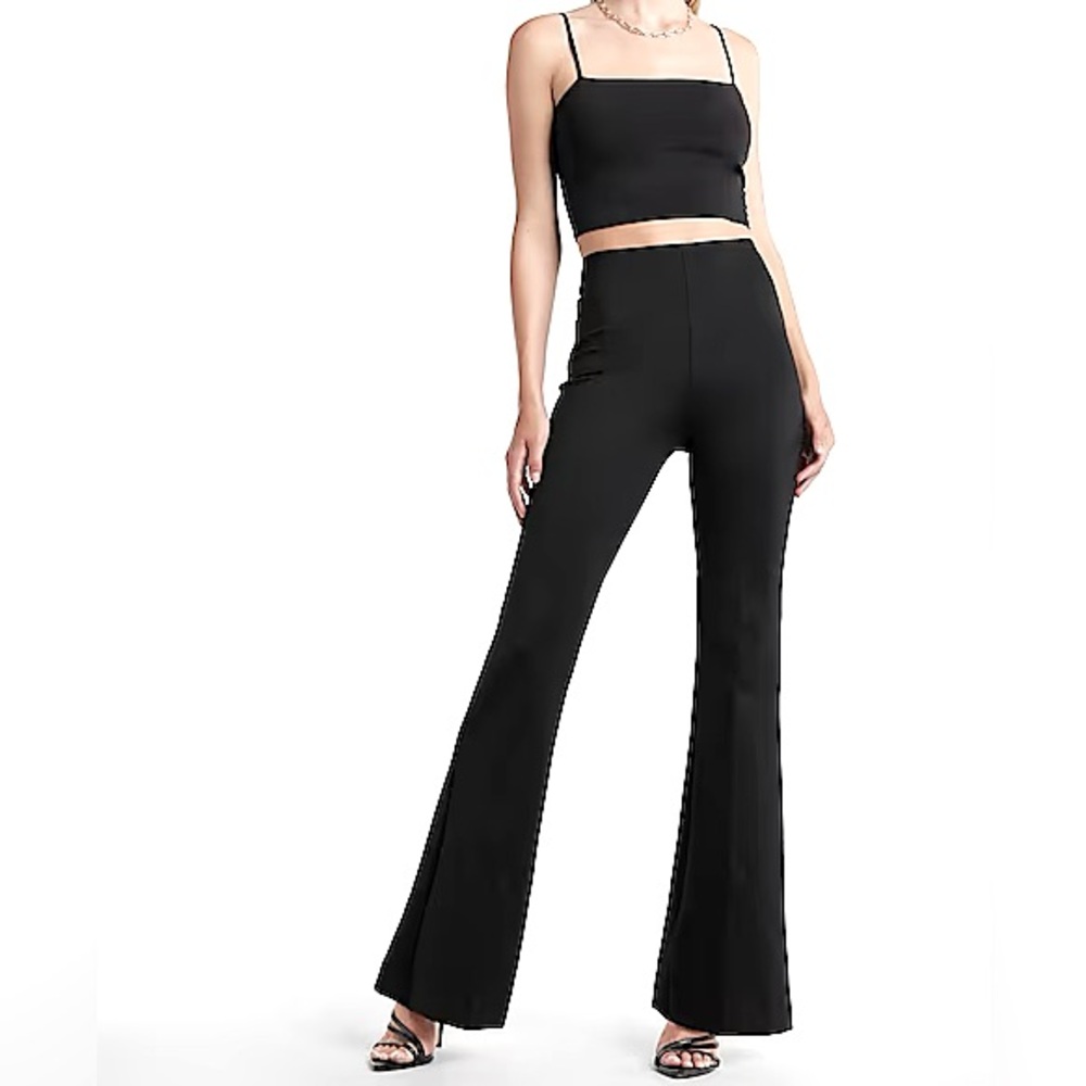Express Super High Waisted Body Contour Flare Pant With Built-in Shapewear